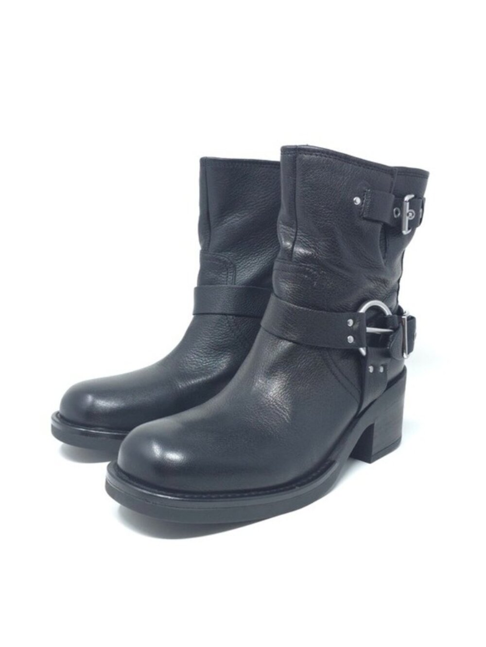 Kenneth Cole Stride Black Leather Motorcycle Boots Winter - Picture 2 of 12